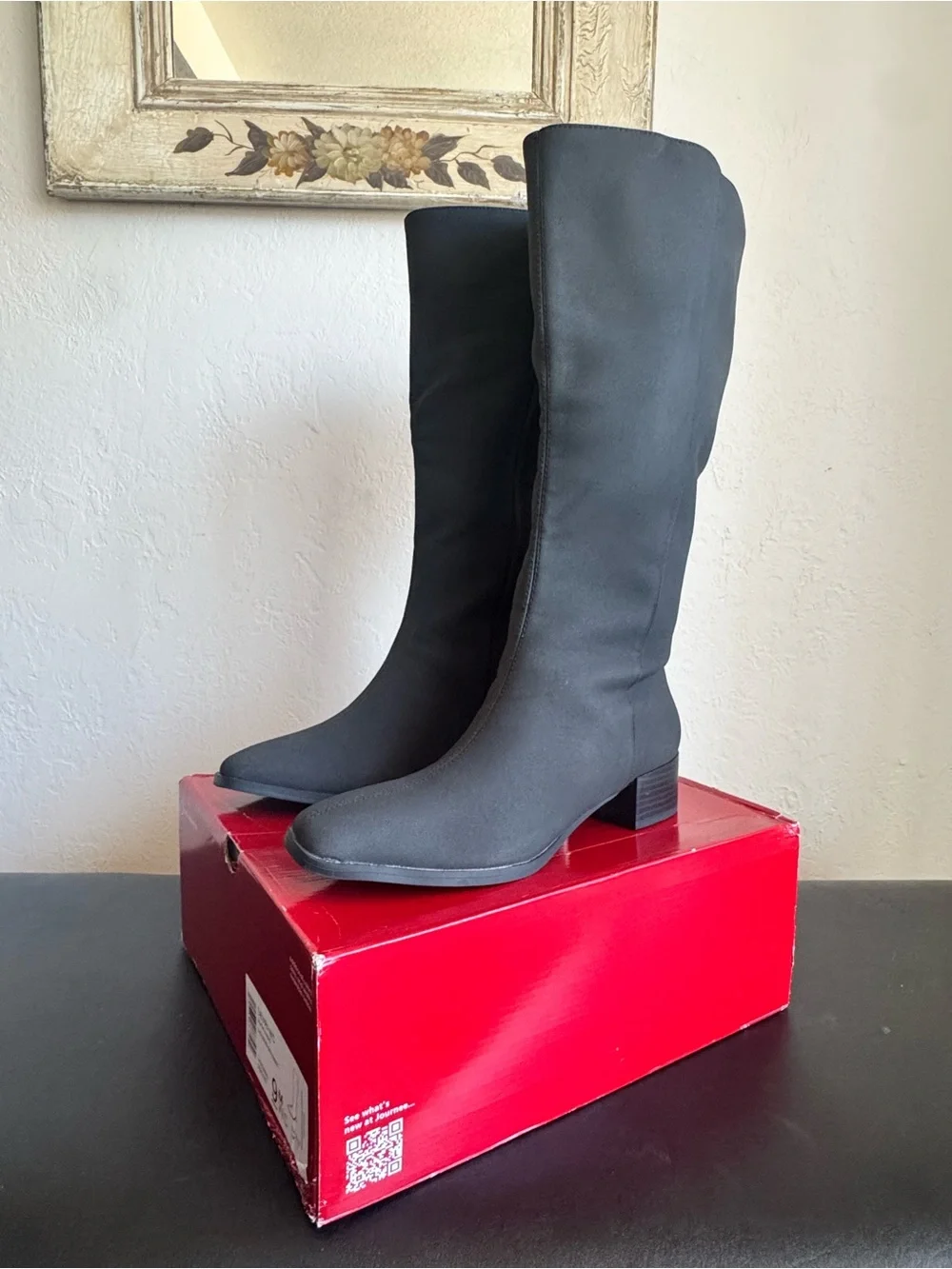 Journee Collection Black Over-the-Knee Block Heel Boots